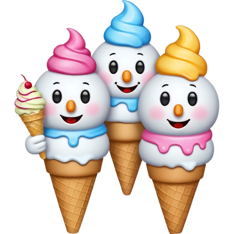 snowmen with ice cream emoji