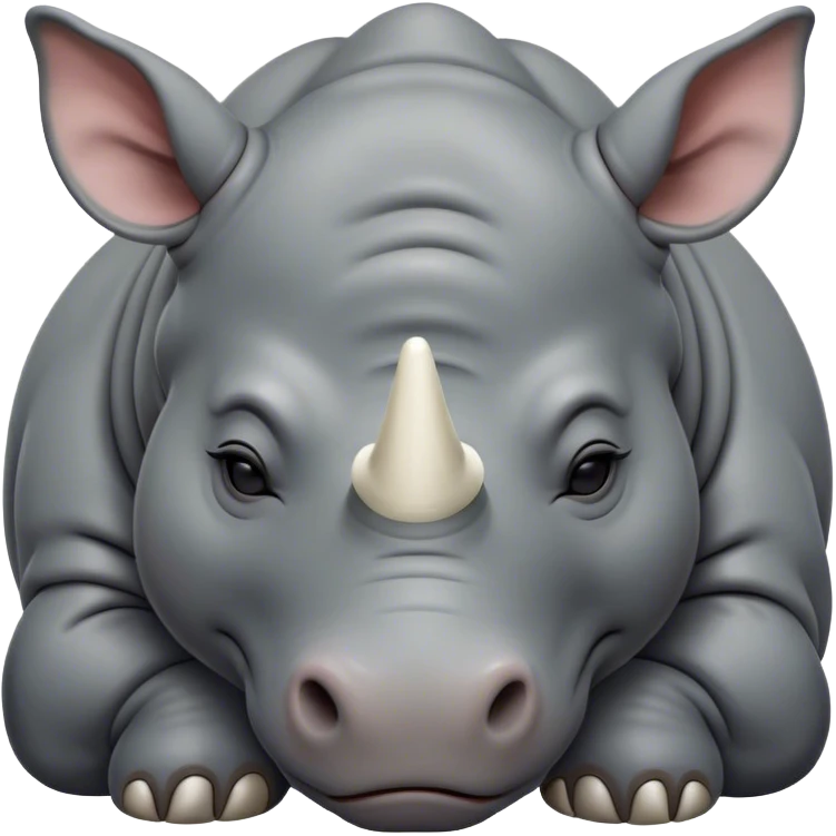 Meme-Worthy Cute Sleeping Rhinoceros Portrait Emoji, Head resting peacefully with a contented smile, showcasing a massive, robust build and a luxuriously soft slate-gray hide, accented by a gentle white horn, eyes shut in a serene, restful nap, Simplified yet hilariously adorable features, highly detailed, glowing with a soft, drowsy light, high shine, relaxed and utterly lovable, stylized with an air of playful laziness, bright and heartwarming, soft glowing outline, capturing the essence of a comically sleepy rhinoceros, so meme-worthy it feels like it could instantly become the next viral sensation of adorable slumber! emoji