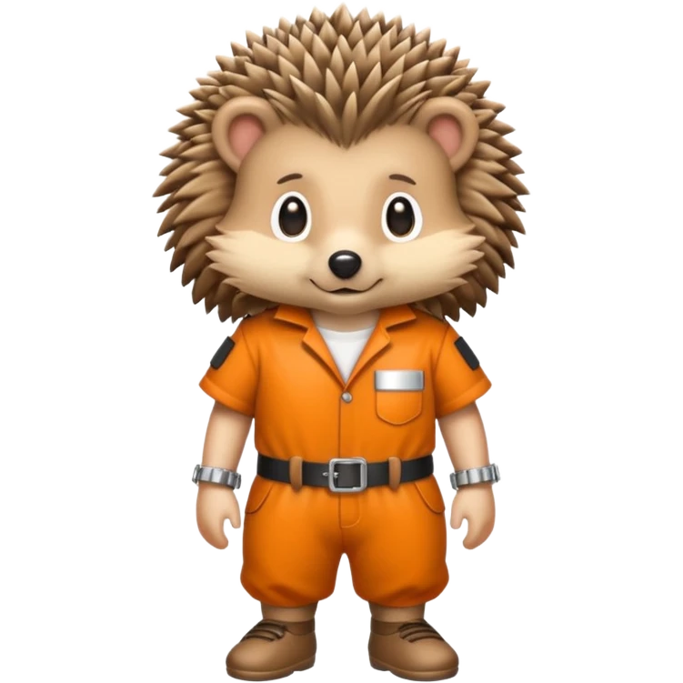 Hedgehog with prison outfit and ankle chain emoji