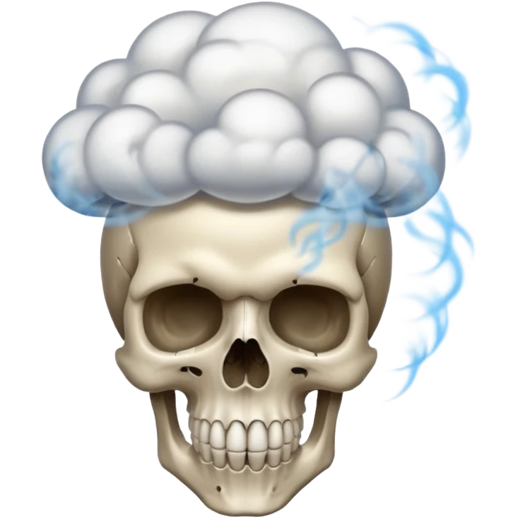 Make a skull emoji whose head is blasted off and smoke is 💀🤯💨coming from its head from inside and the  emoji
