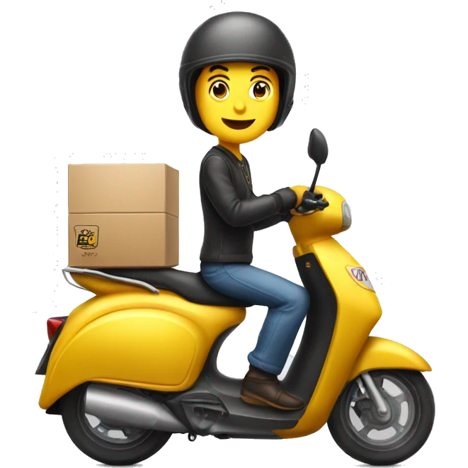 A delivery motorbike with a Golden cooking gas emoji