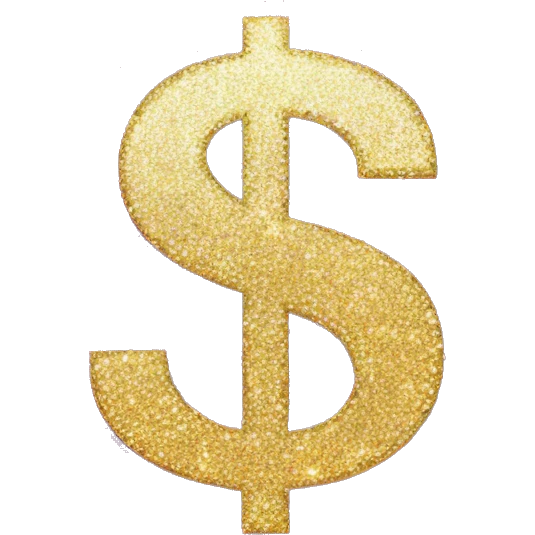Sparkly glitter pink dollar sign emoji