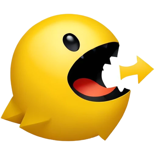 Perfect side profile of classic Pacman, yellow circle with triangular wedge cut out for mouth, showing only the side view, no front view emoji