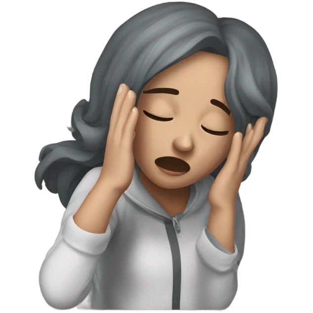 Dramatic girl fainting with hand over head emoji