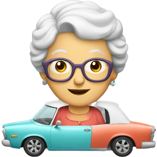 Granny in a big car emoji