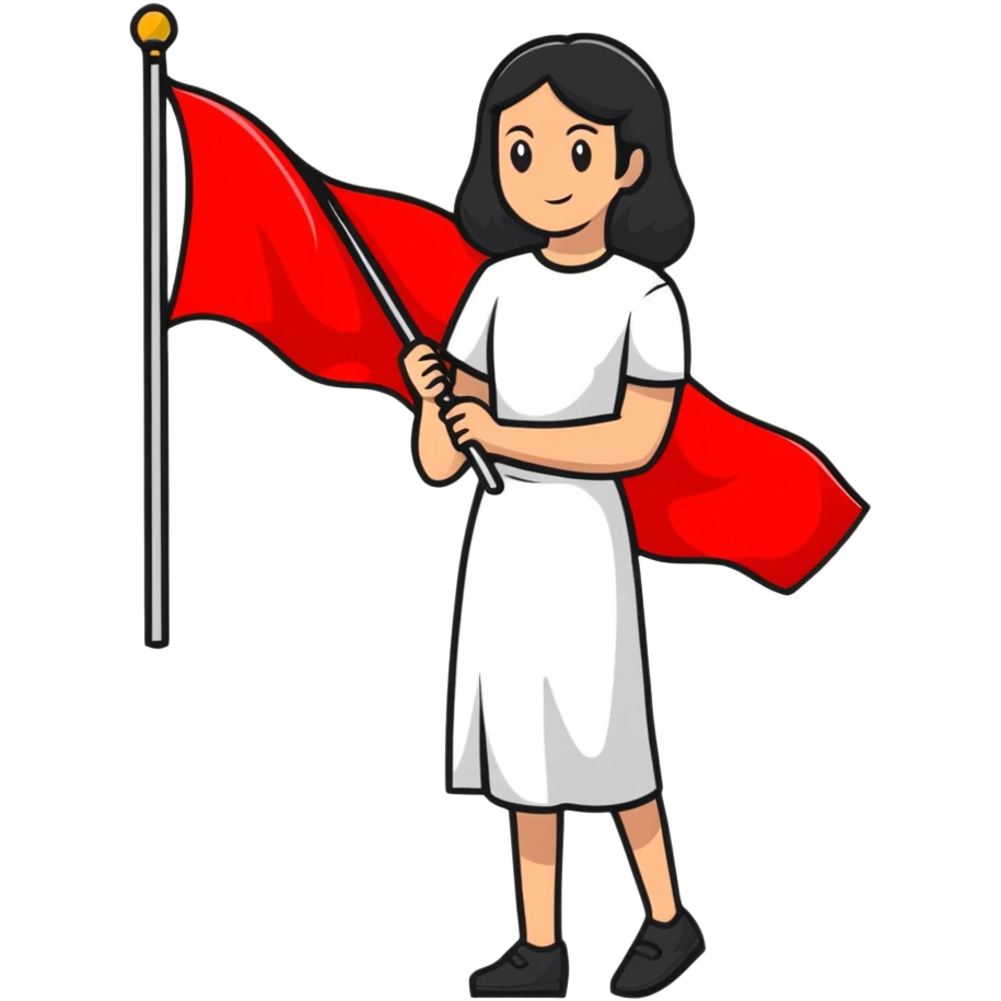 woman with red flag emoji
