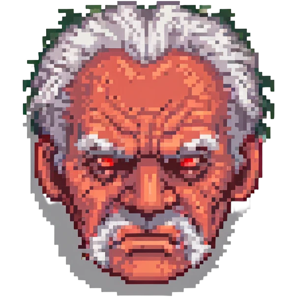 angry old man, pixel art, red face, steam coming from ears emoji