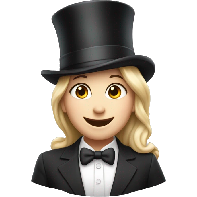 happy white girl in top hat emoji