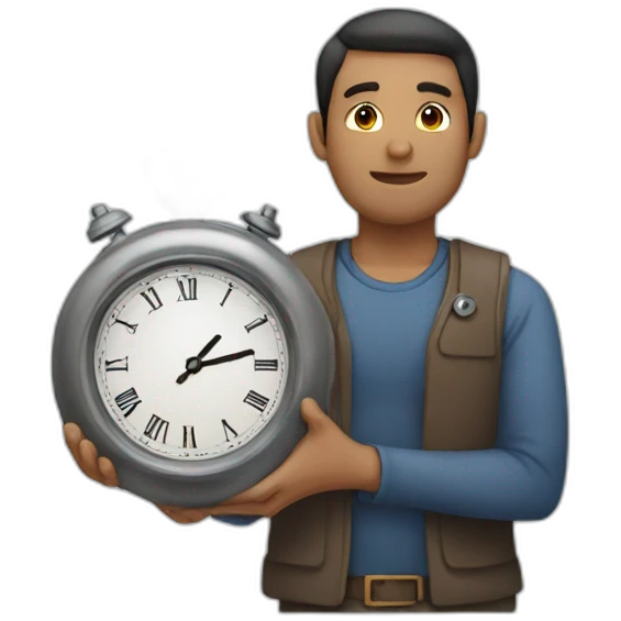 a man holding clock emoji