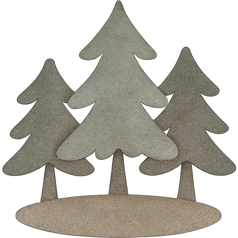 logo illustration of evergreen trees in Scandinavian folk art style, dark neutral forest color tones, watercolor texture with outlines, suitable for favicon emoji