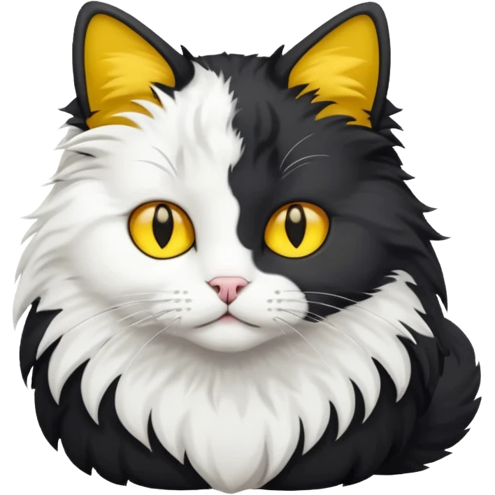 A black colored bicolor cat emoji with yellow eyes full body emoji