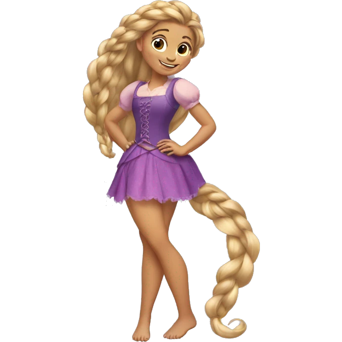 Rapunzel with past her leg hair in one big braid emoji