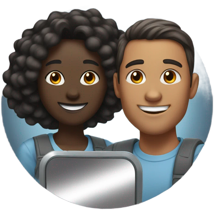 mirror selfie with girlfriend dark skinned couple emoji