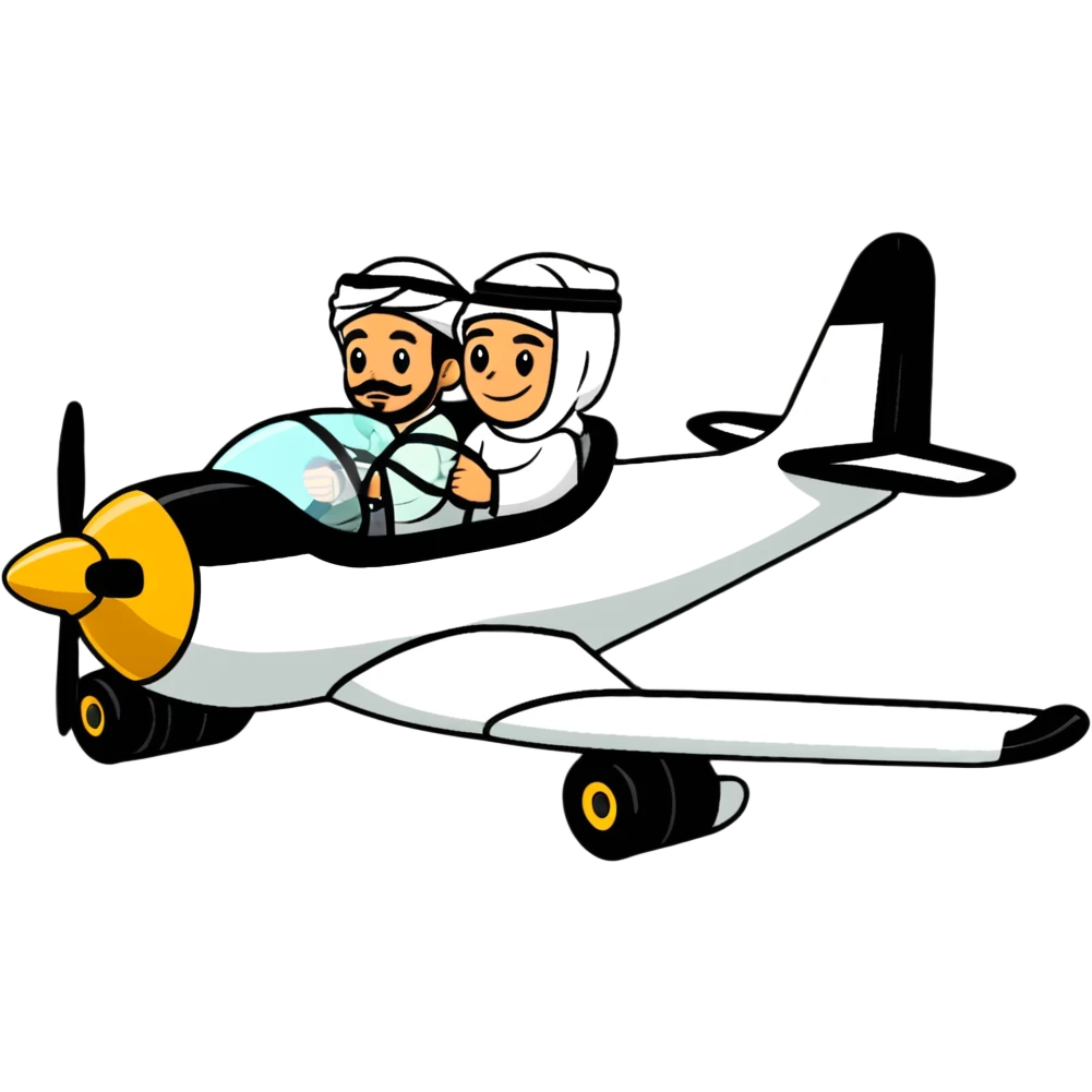 two Arab men piloting an airplane emoji