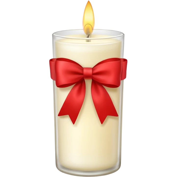 Soft vanilla long glass candle, with little red bow emoji