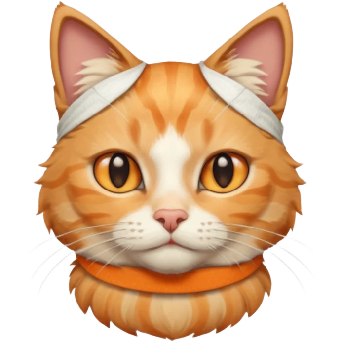 cat with a turkey bandage, close-up face emoji