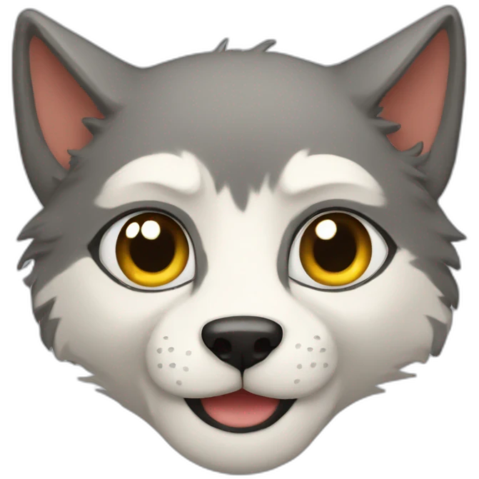 Mix of cat and wolf emoji