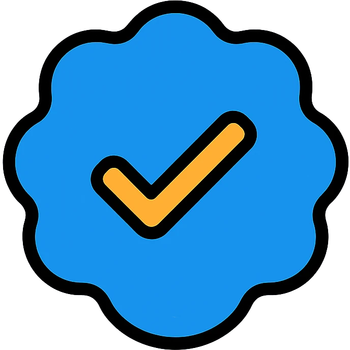 blue verified checkmark icon, Instagram aesthetic, simple and recognizable, clean and modern, suitable for app icon, minimal, bold, rounded edges, vibrant colors emoji