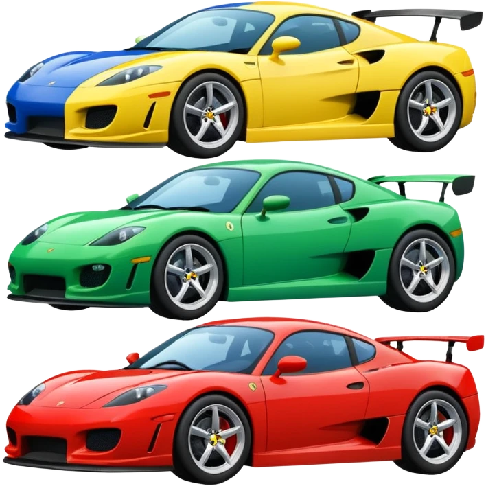 group of 4 sport cars in different composition emoji
