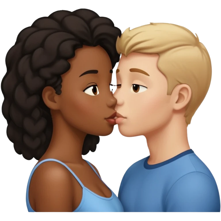 Kissing black girl and white boy  emoji