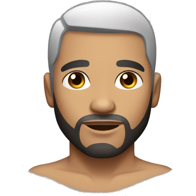 black hair white man with bob haircut and tattoo on bare chest in the center emoji
