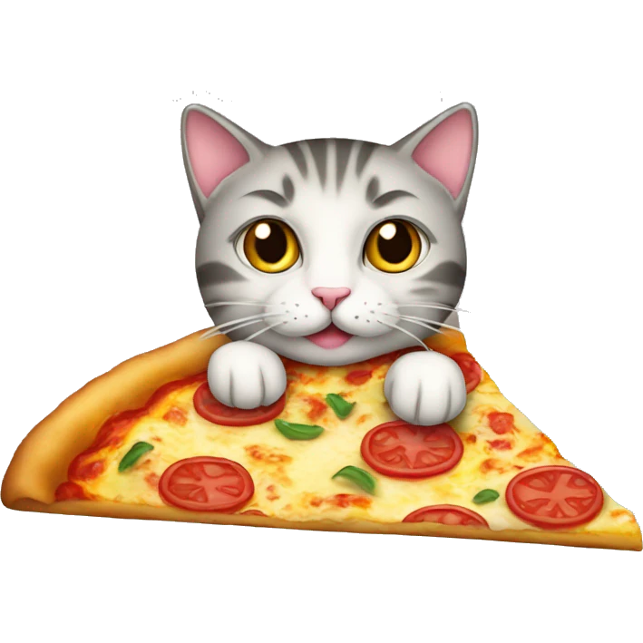 A cat rating a pizza with pineapple on it emoji