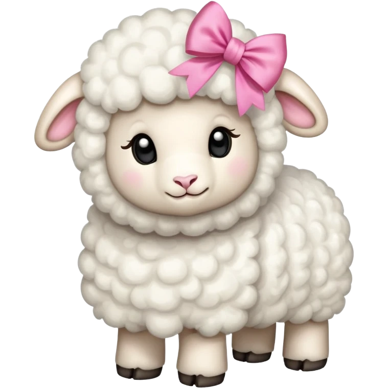 white lamb body with a pink bow emoji