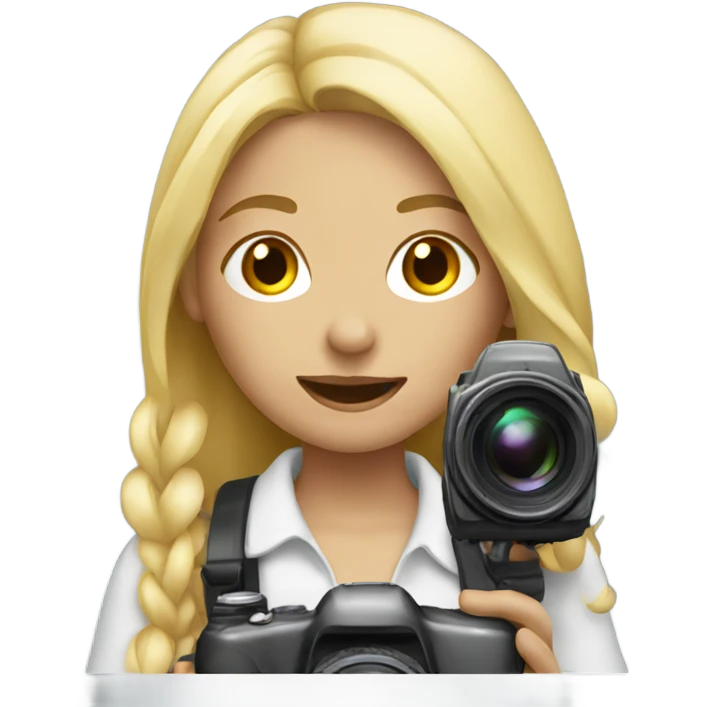 Blonde girl with camera emoji