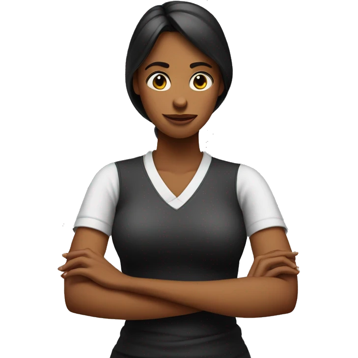 A woman crosses her hands in front of her chest to make an X sign of rejection. emoji