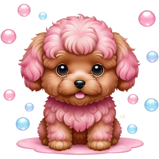 Red Maltipoo pastel pink soap bubbles  emoji