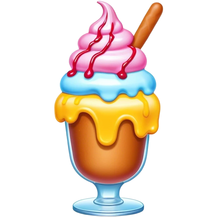 Melting neon ice cream hot dog sundae emoji