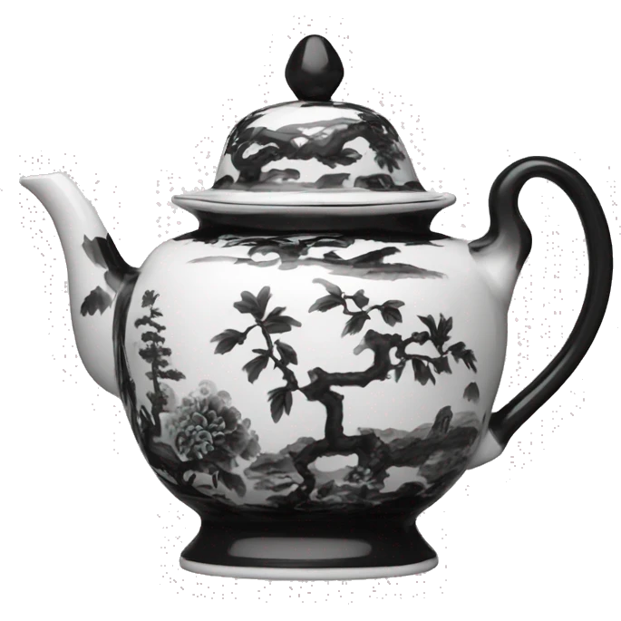 Black and white chinoiserie teapot emoji