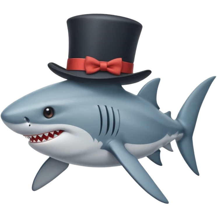 Shark with a top hat emoji