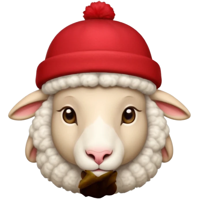 Sheep wear a red hat emoji