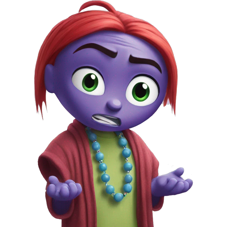 anger from inside out with prayer beads trying to calm down emoji