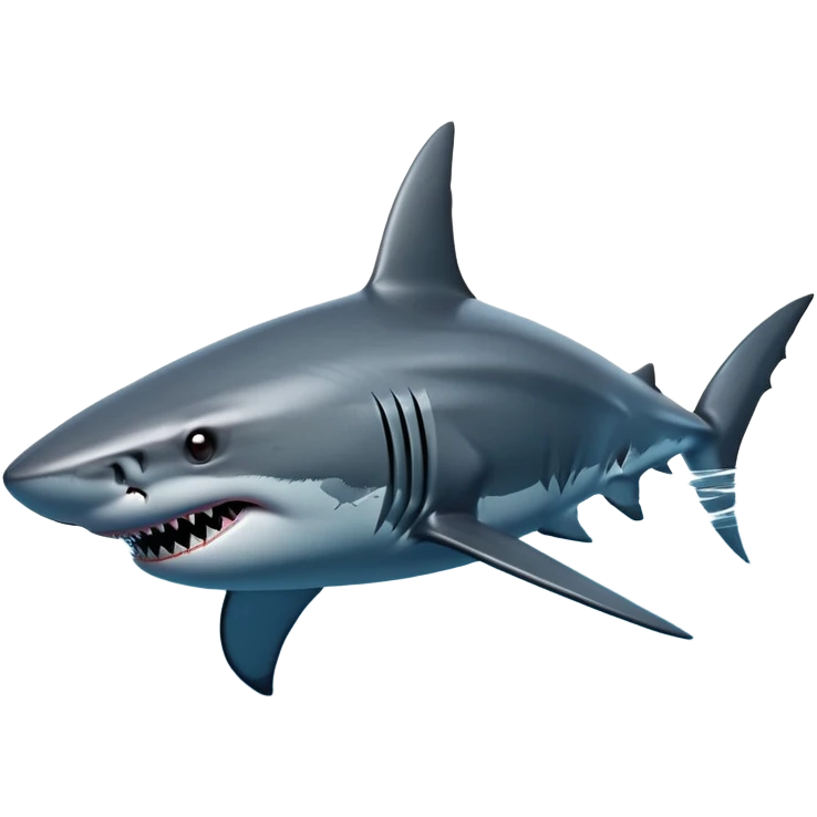 cinematic-shark-realistic-full-body-swimming-emoji,-sleek-powerful-body-gliding-through-the-ocean-depths,-dark-grey-skin-glossy-and-textured,-sharp-angular-fins-cutting-through-the-water,-piercing-black-eyes-focused-intensely,-rows-of-razor-sharp-teeth-slightly-visible,-simplified-yet-realistic-focused-features,-highly-detailed,-glowing-with-an-eerie-deep-sea-glow emoji