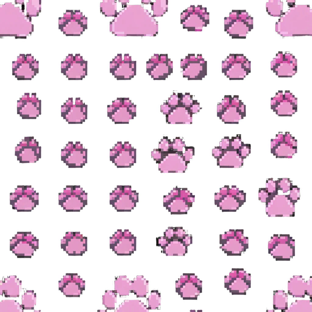 cat paw with pink paw pads, pixelated emoji
