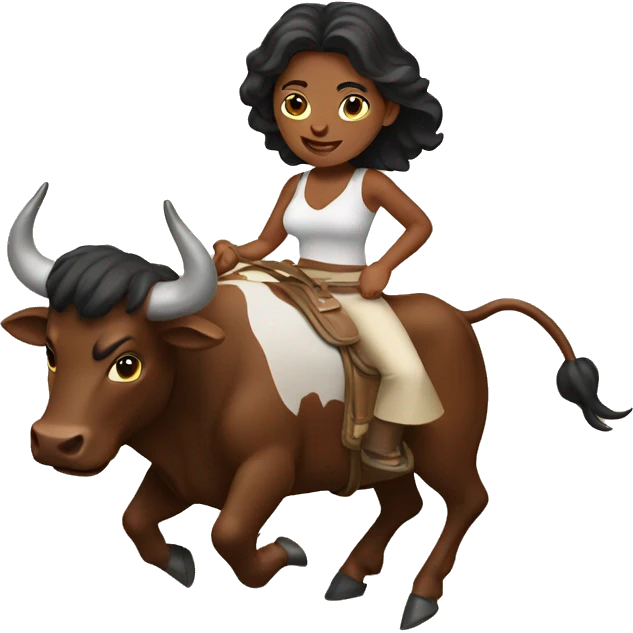 Brown woman ride a bull emoji