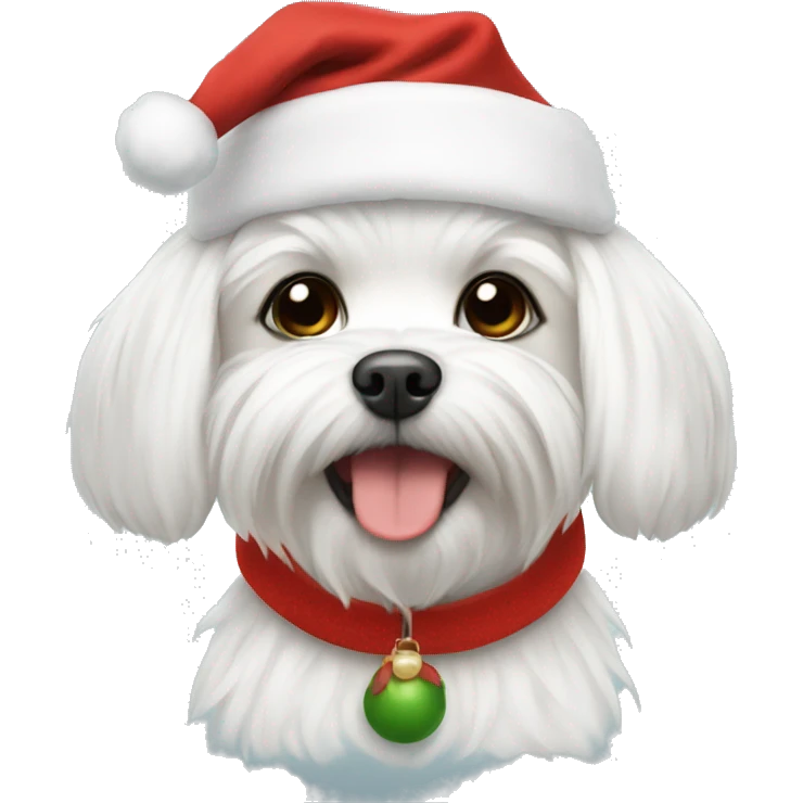 Maltese with Santa hat emoji