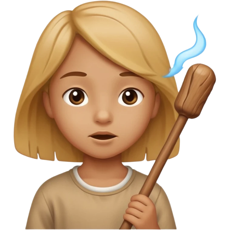 A bright child blows into a stick emoji