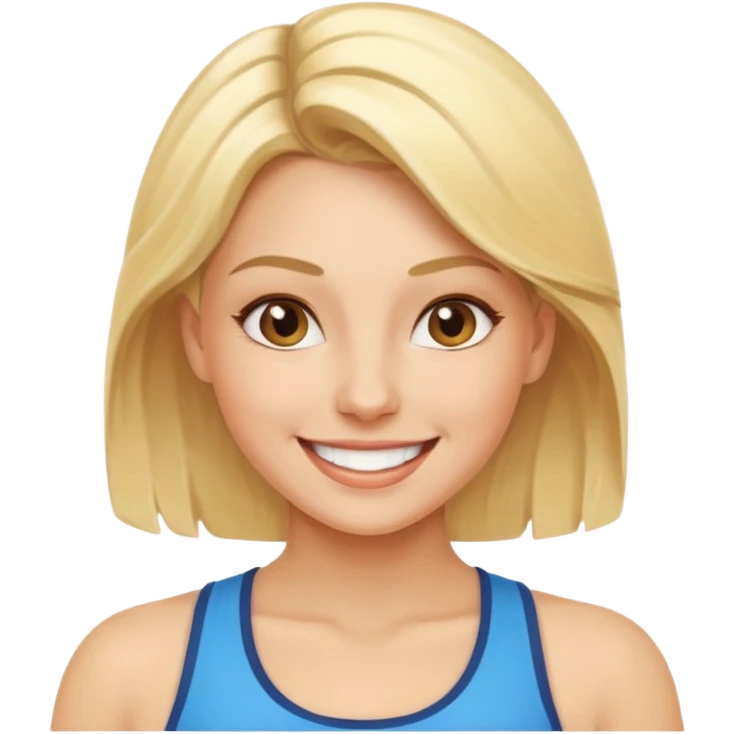 fit blonde woman smiling energetically emoji