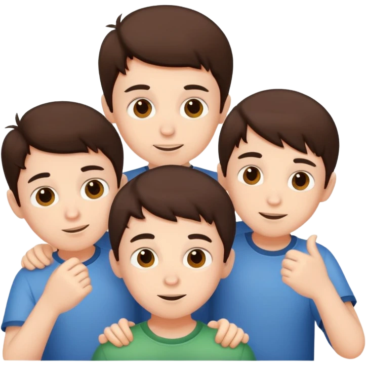 Three young brunette brothers playing together  emoji
