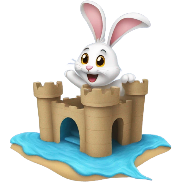 Rabbit jumping sandcastle emoji