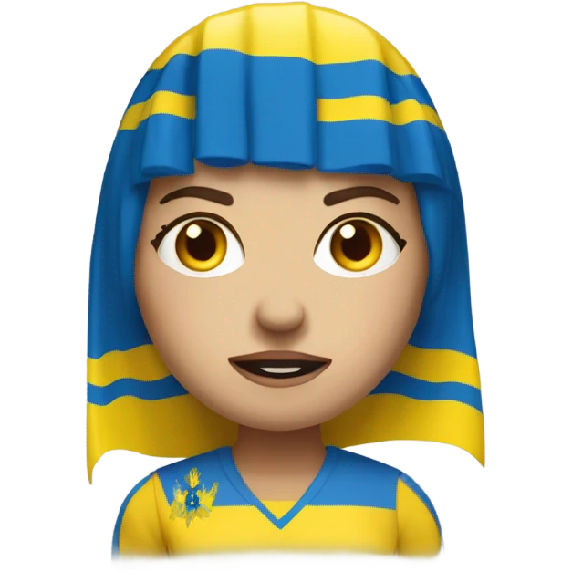 super-realistic angry female Ukrainian with ukranian flag emoji