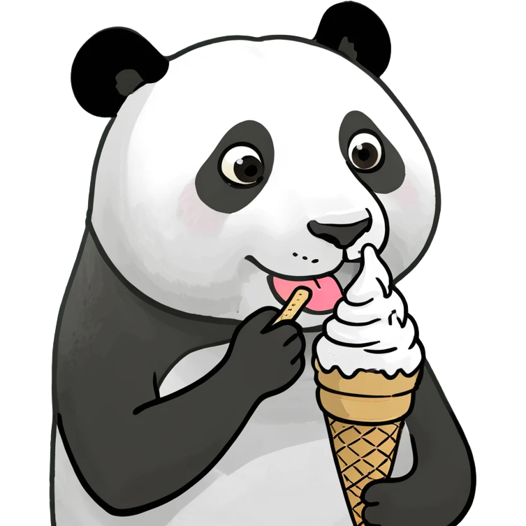 Panda eating ice cream emoji