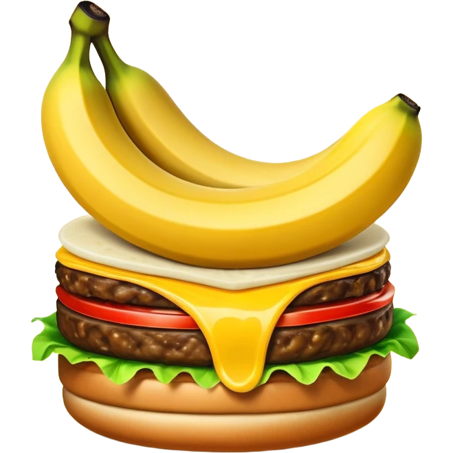 огромный банан в бургере вместо котлеты emoji