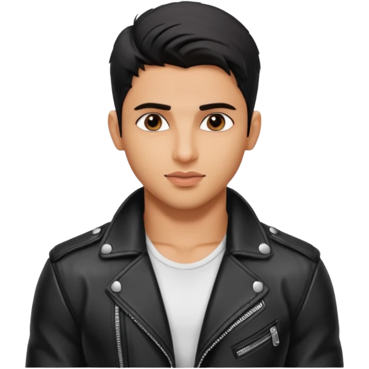 generate a pretty bratz siddharth malhotra, LEAN BUT MUSCULAR WEARING A black LEATHER JACKET emoji