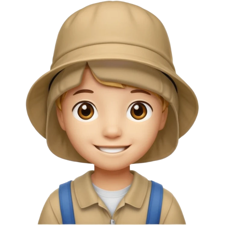A little student with bucket hat emoji