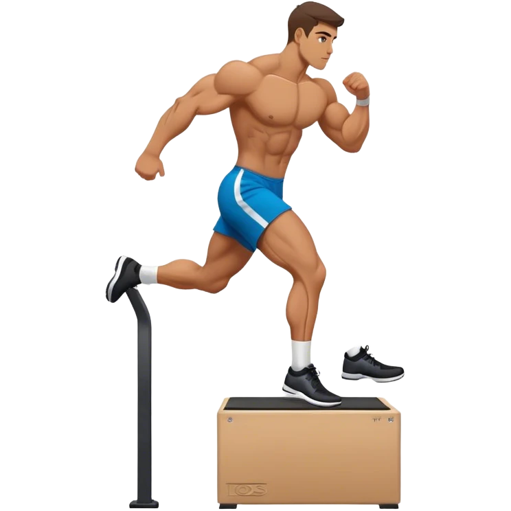 buff man step onto plyo-box side-view emoji
