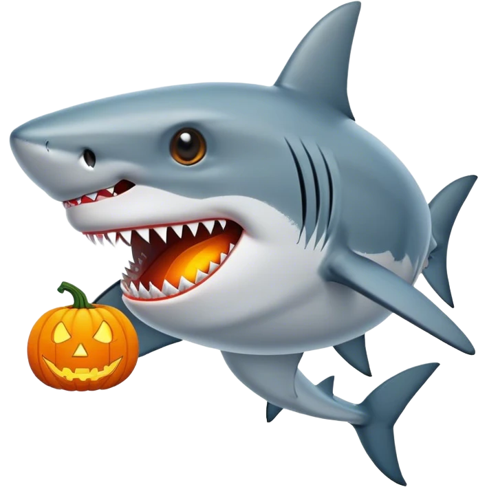 Shark with jack-o-lantern head emoji
